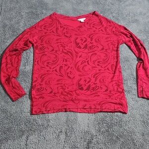 Athleta Coaster Luxe V-Neck Lightweight Sweatshirt Red Size M TALL